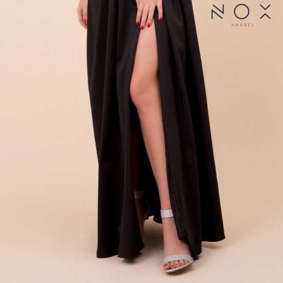 new black A-Line Shape V-Neck Long Dress NX8347 - Picture 3 of 8